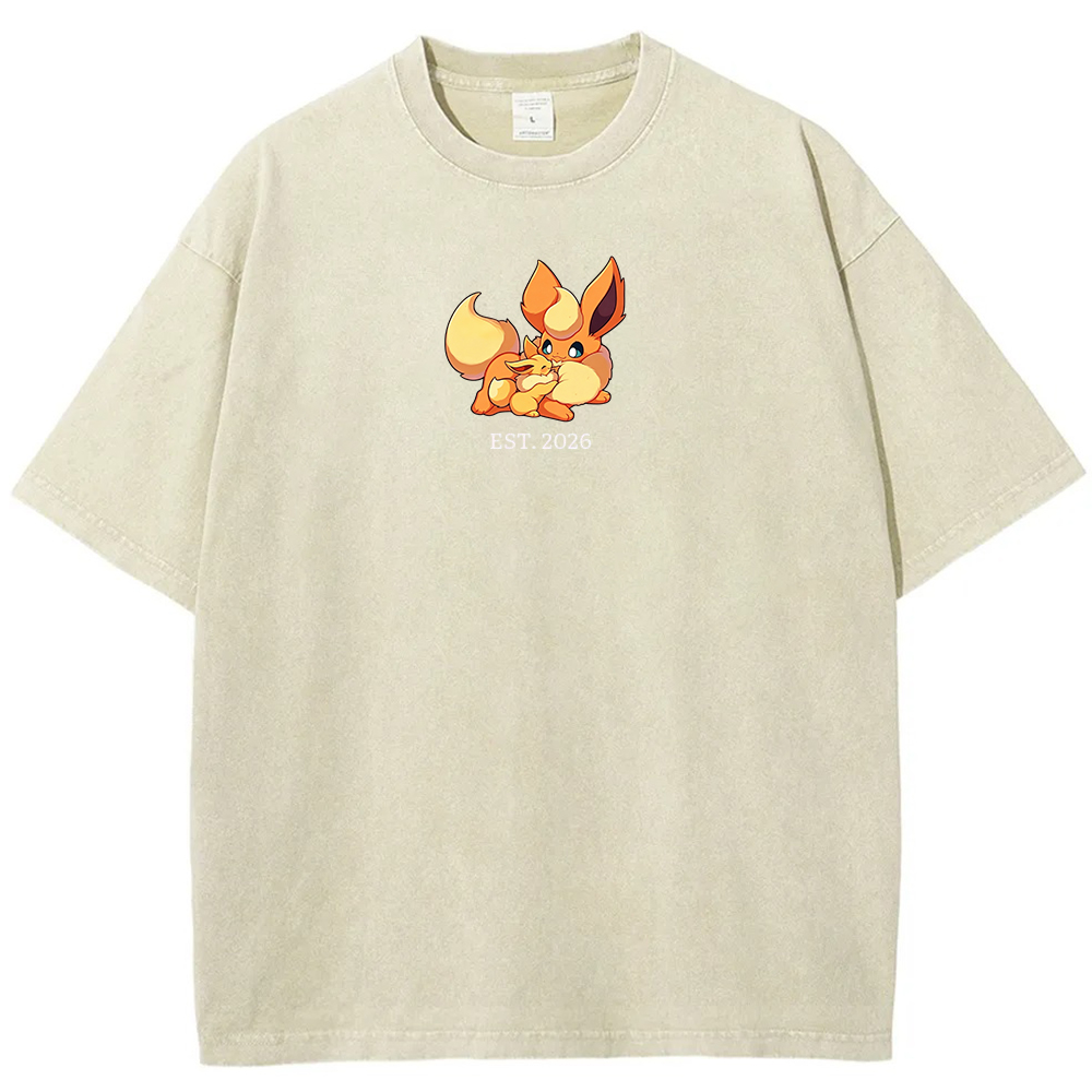 Cute Parent & Kid Eevee Vintage Washed T-Shirt