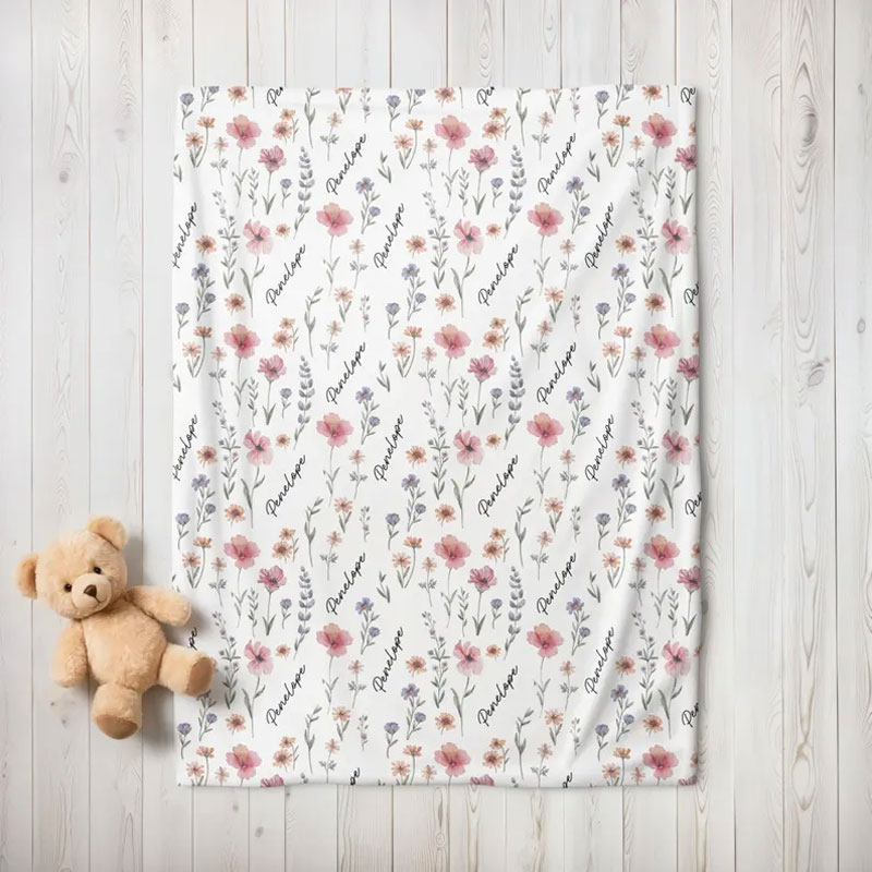 Personalized Wildflower Baby Blanket