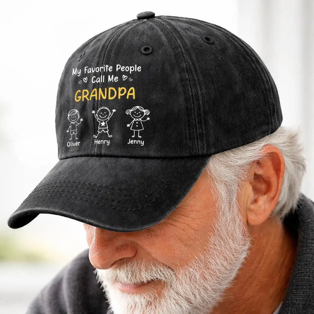 Custom Grandpa Denim Cap, My favorite People Hat