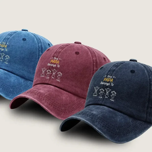 Papa Belongs To, Custom Cap for Men And Kids