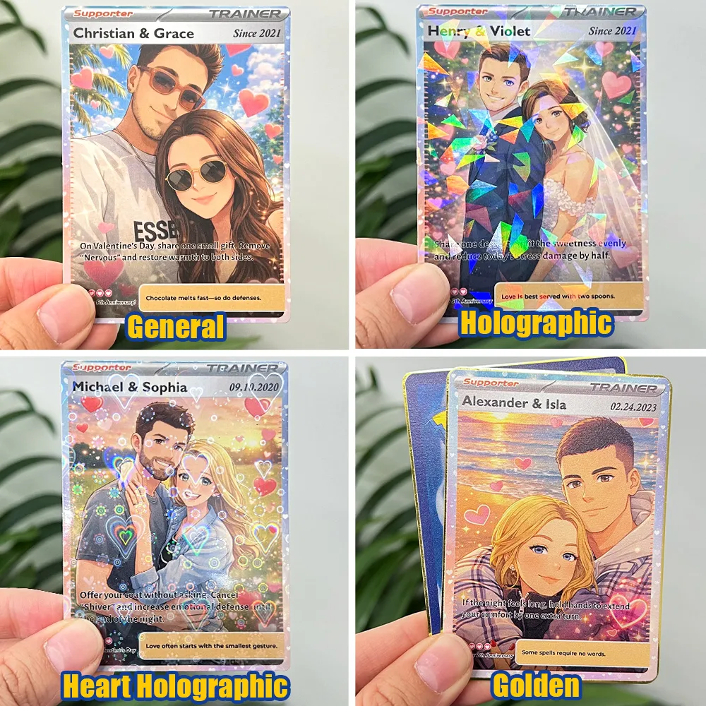 💕Personalized Couple Anime Supporter Trainer Card Pokecard