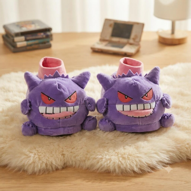 Cute Anime Gengar Plush Slippers