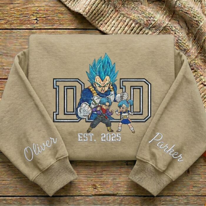 Embroidered Anime Dad Shirt, Personalized Anime Father's Day Gift