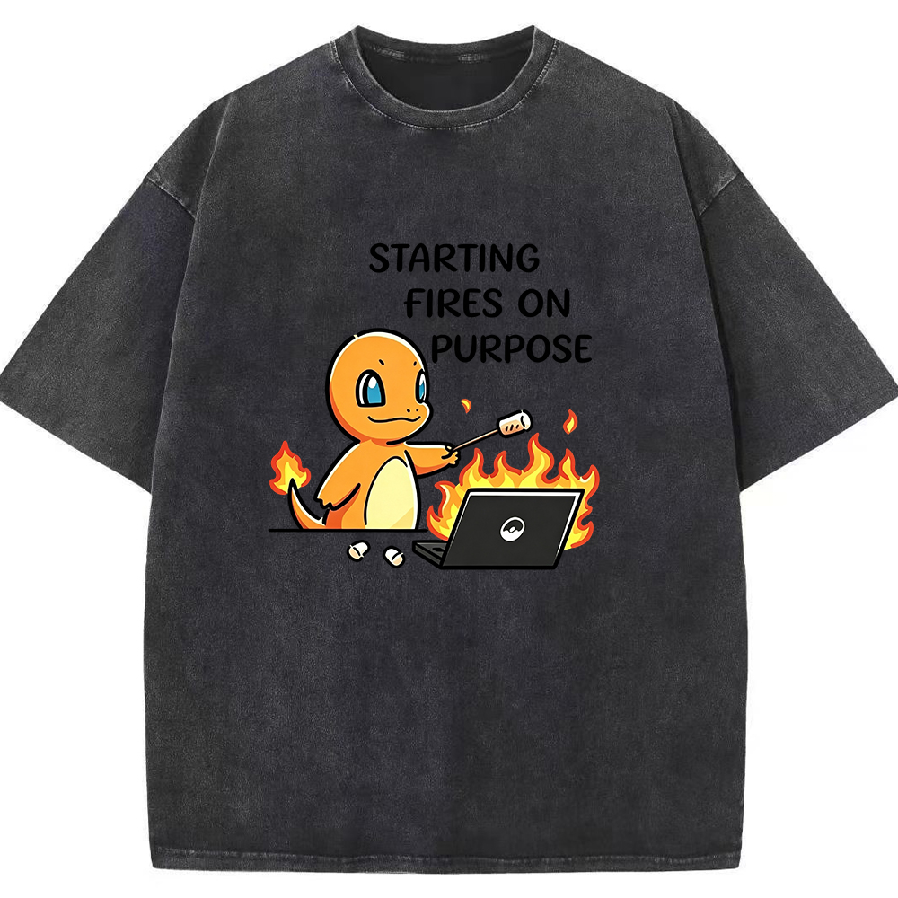 Vintage Washed Charmander T-Shirt, Funny Work Meme Pokemon Tee