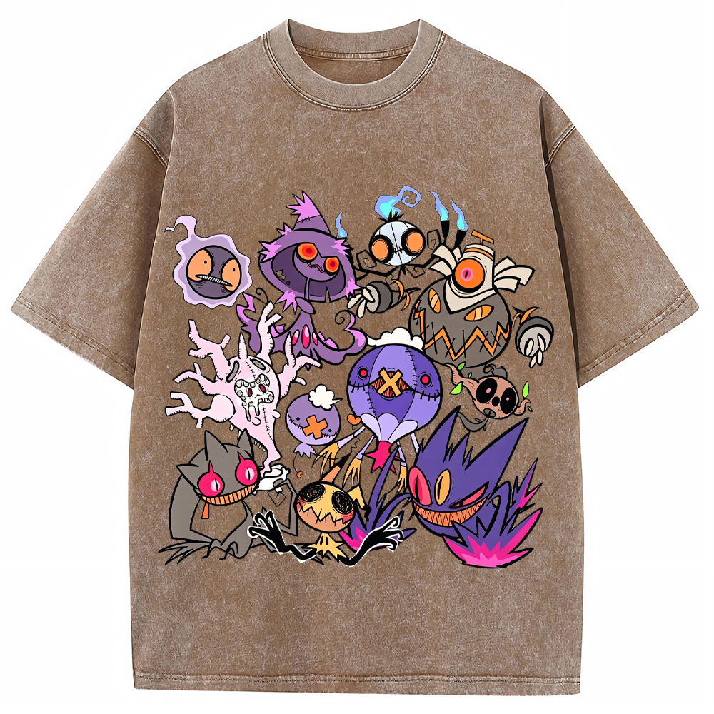 Halloween Dark Graffiti Ghost Type Mix Cartoon Tee | Pokemon Anime