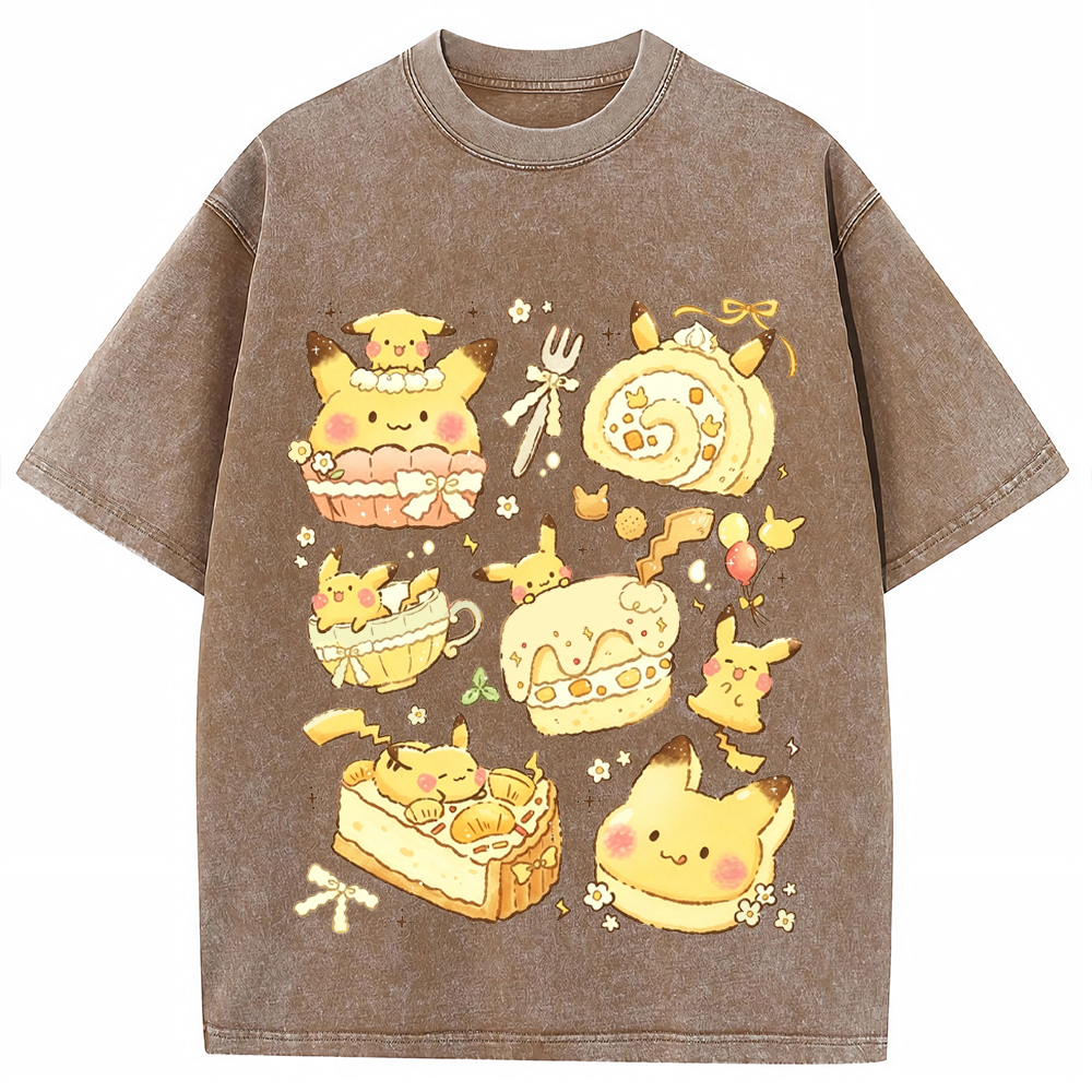 Sweet Dessert Bakery Pikachu Cartoon Tee | Pokemon Anime