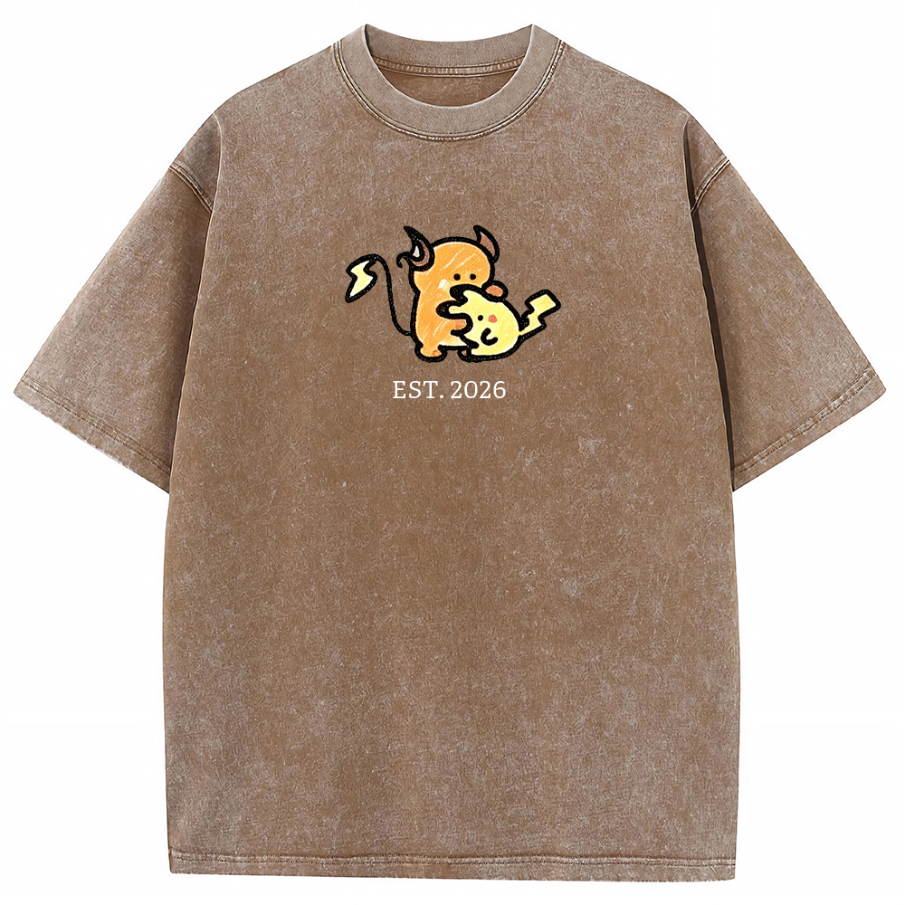 Cute Parent & Kid Raichu Vintage Washed T-Shirt