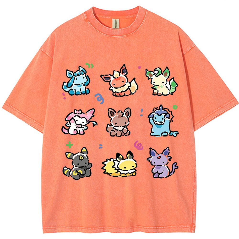 Cute Cartoon Creatures Vintage Washed T-Shirt