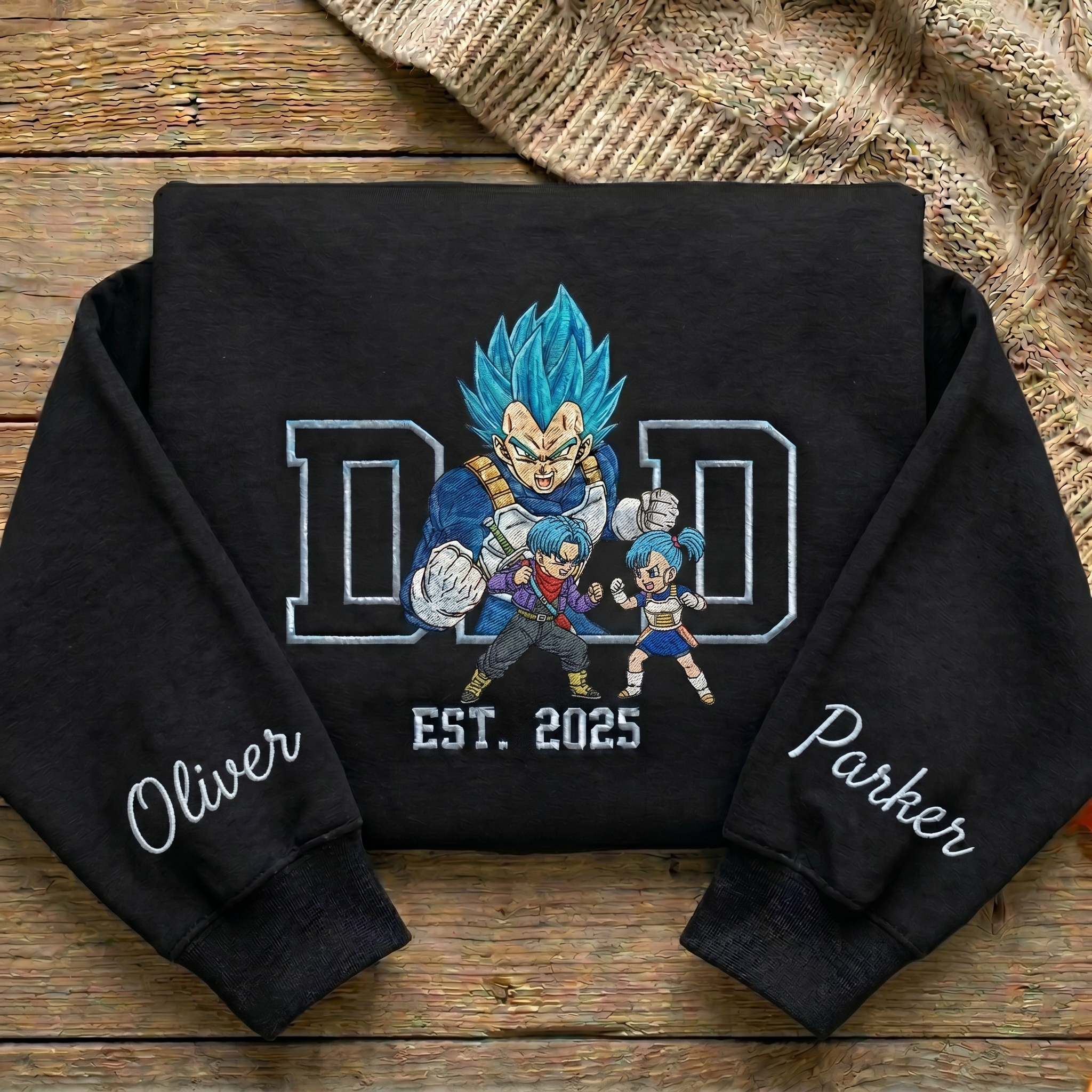 Embroidered Anime Dad Shirt, Personalized Anime Father's Day Gift
