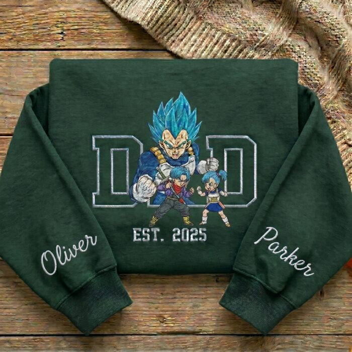 Embroidered Anime Dad Shirt, Personalized Anime Father's Day Gift