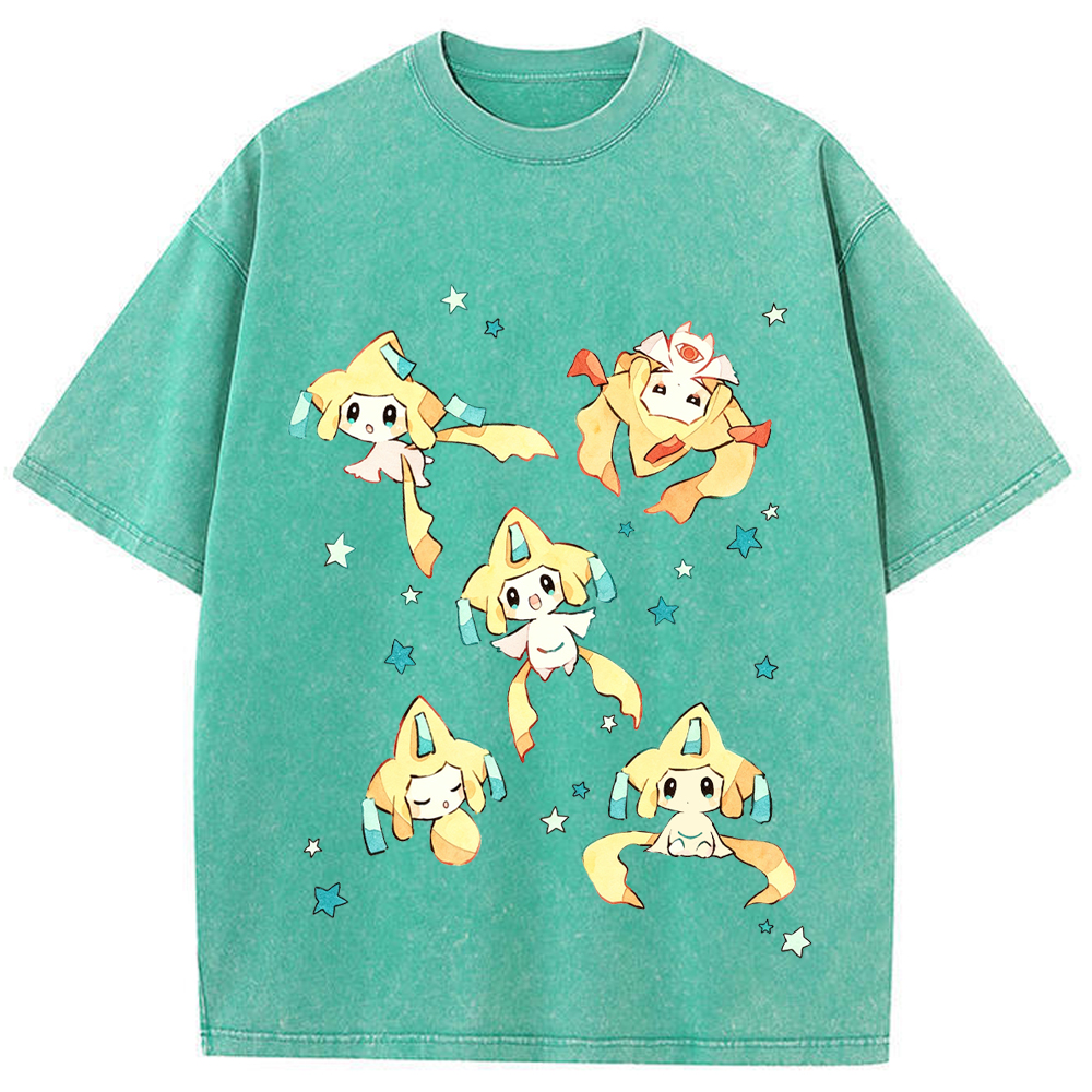 Jirachi Multiple Poses Cartoon Tee | Pokemon Anime