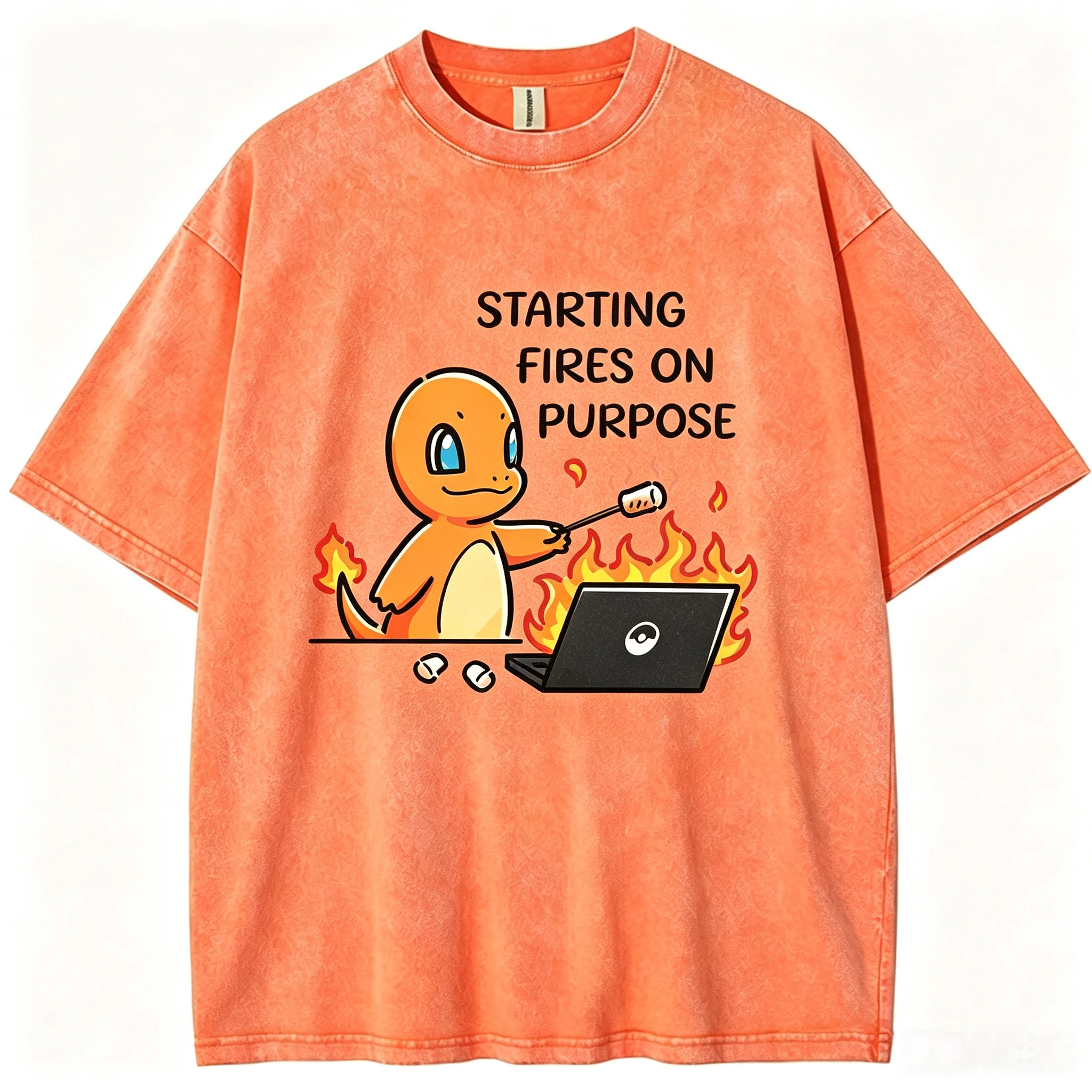 Vintage Washed Charmander T-Shirt, Funny Work Meme Pokemon Tee