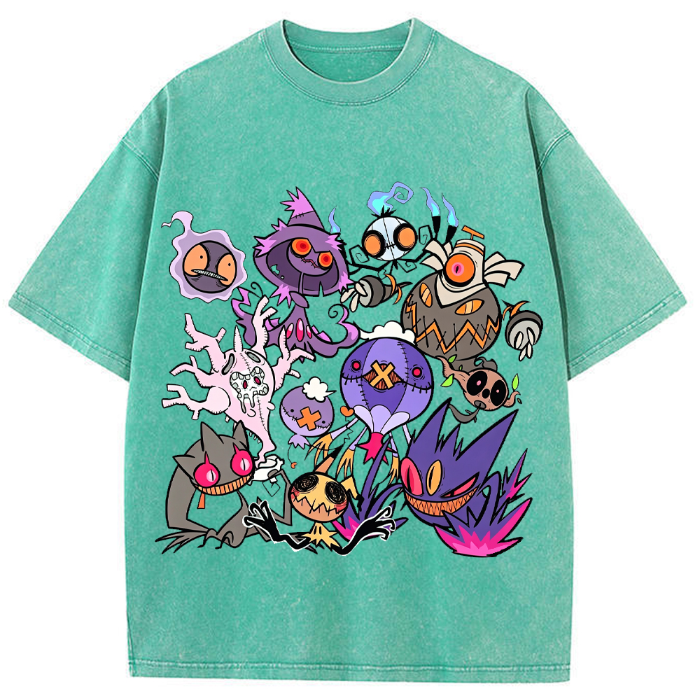 Halloween Dark Graffiti Ghost Type Mix Cartoon Tee | Pokemon Anime
