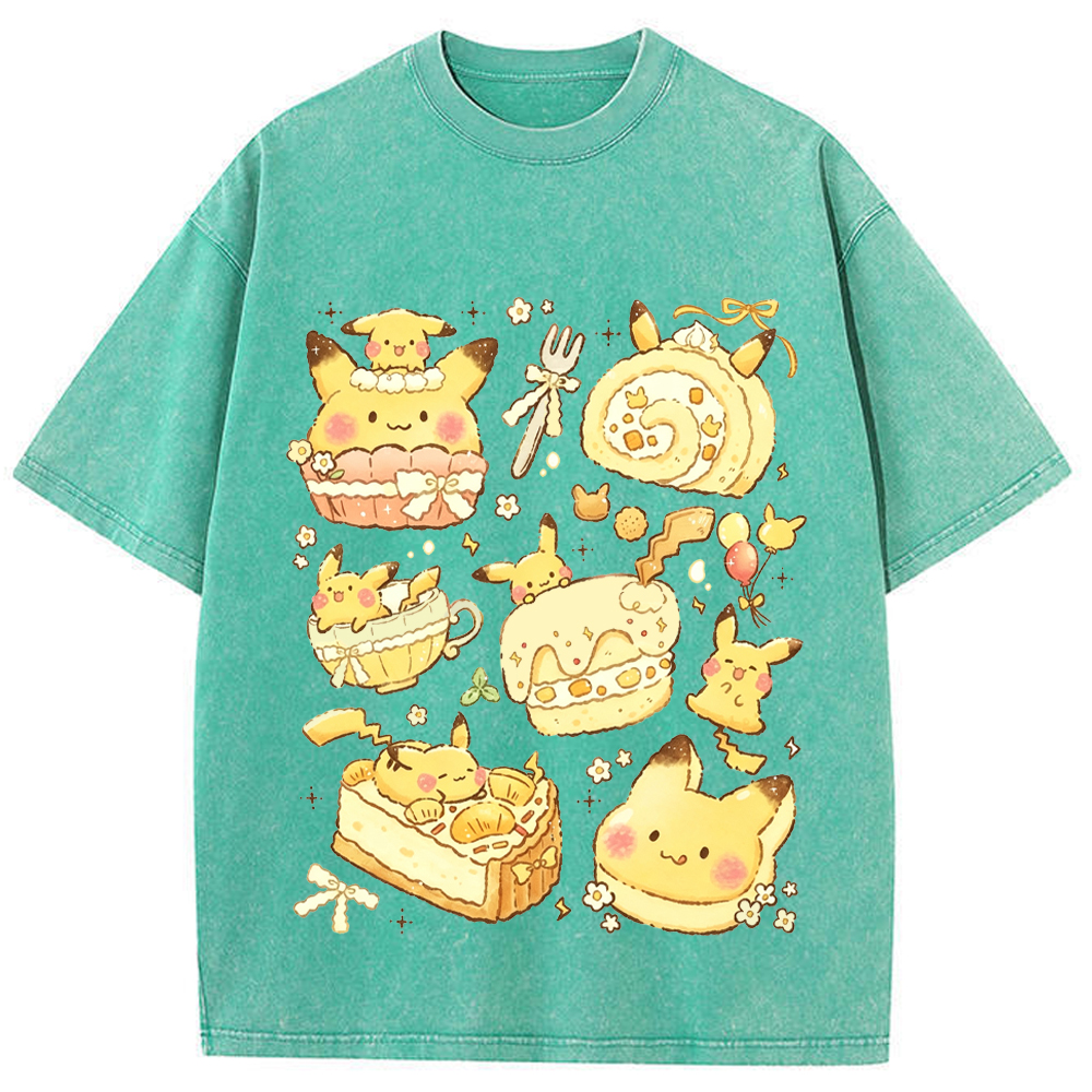 Sweet Dessert Bakery Pikachu Cartoon Tee | Pokemon Anime