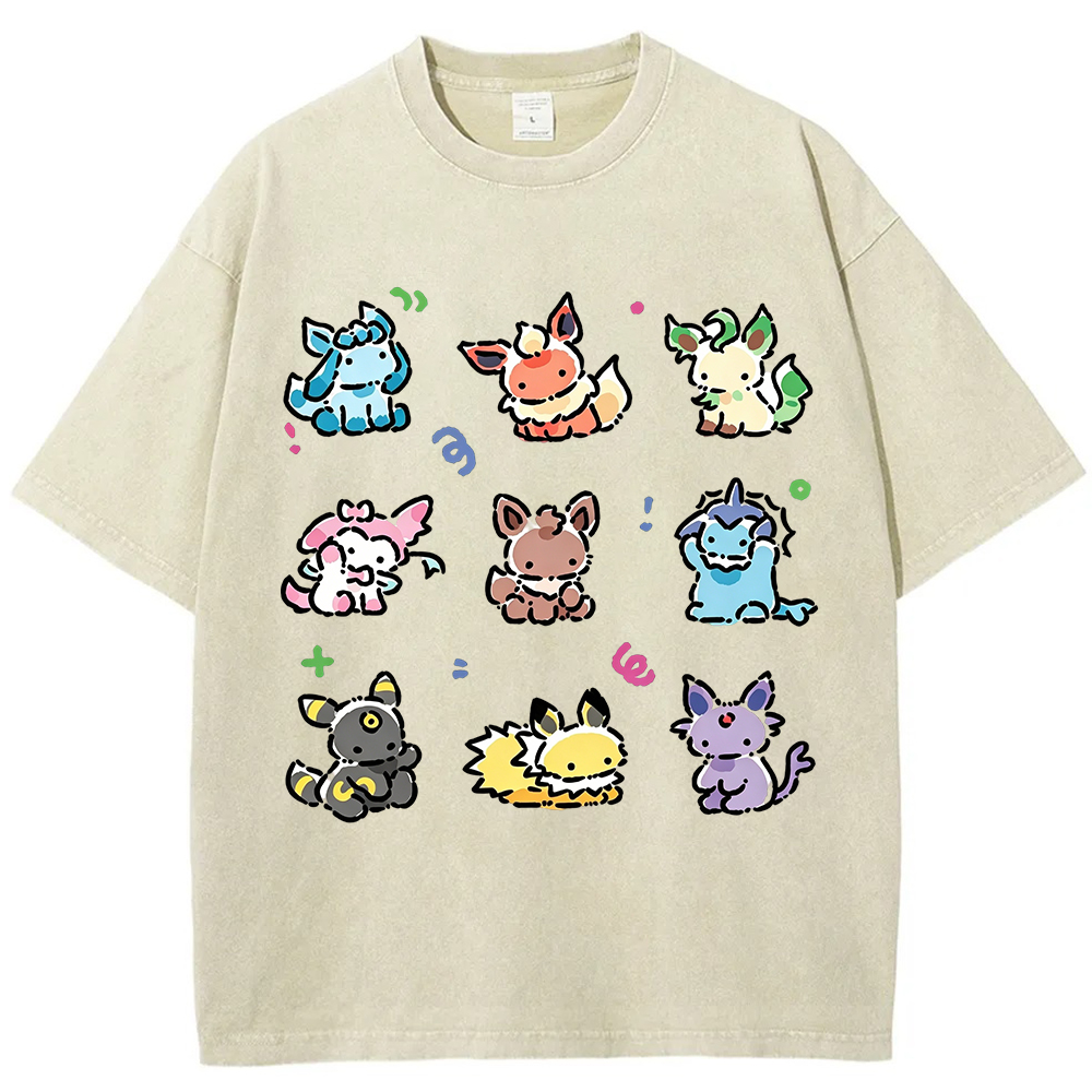Cute Cartoon Creatures Vintage Washed T-Shirt