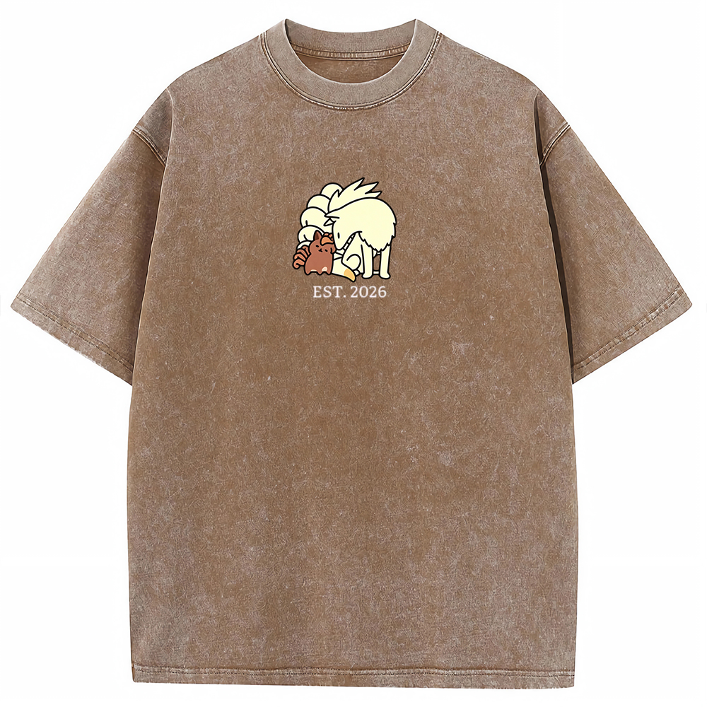 Cute Parent & Kid Arcanine Vintage Washed T-Shirt