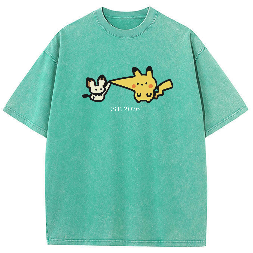 Cute Parent & Kid Pikachu Vintage Washed T-Shirt