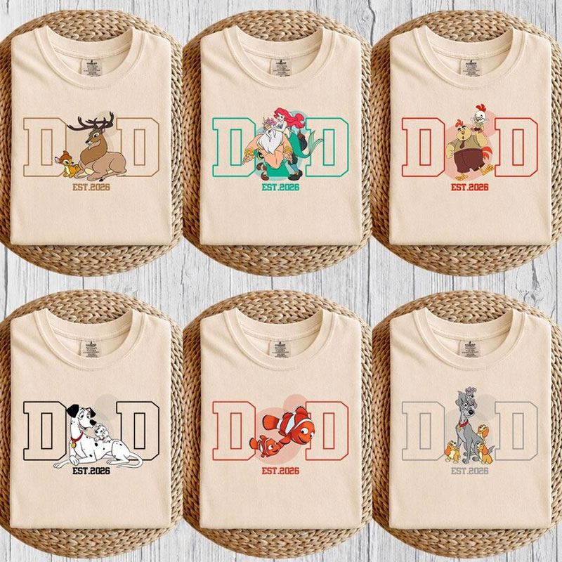 Custom Cartoon Dad Est Year Tee