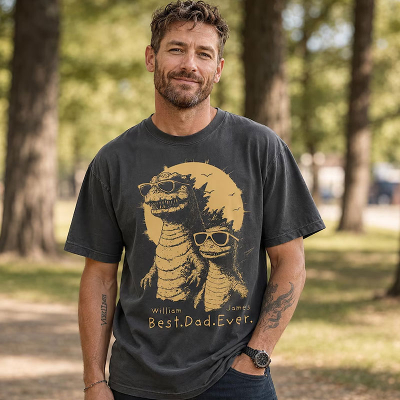 Personalized Best Dad Ever Dadzilla T-Shirt Father Day Gifts for Dad Funny Papa Tshirt
