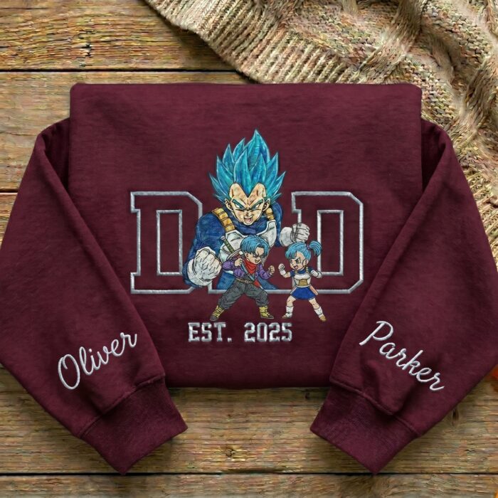Embroidered Anime Dad Shirt, Personalized Anime Father's Day Gift
