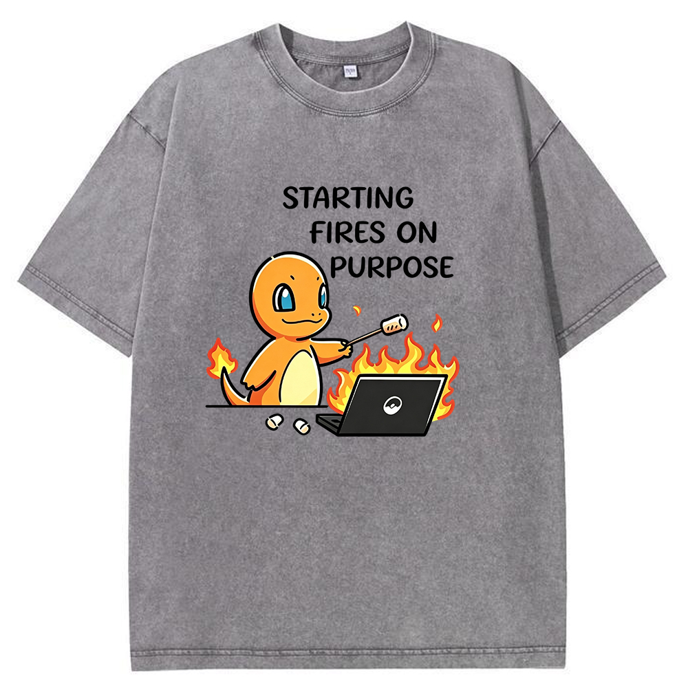 Vintage Washed Charmander T-Shirt, Funny Work Meme Pokemon Tee