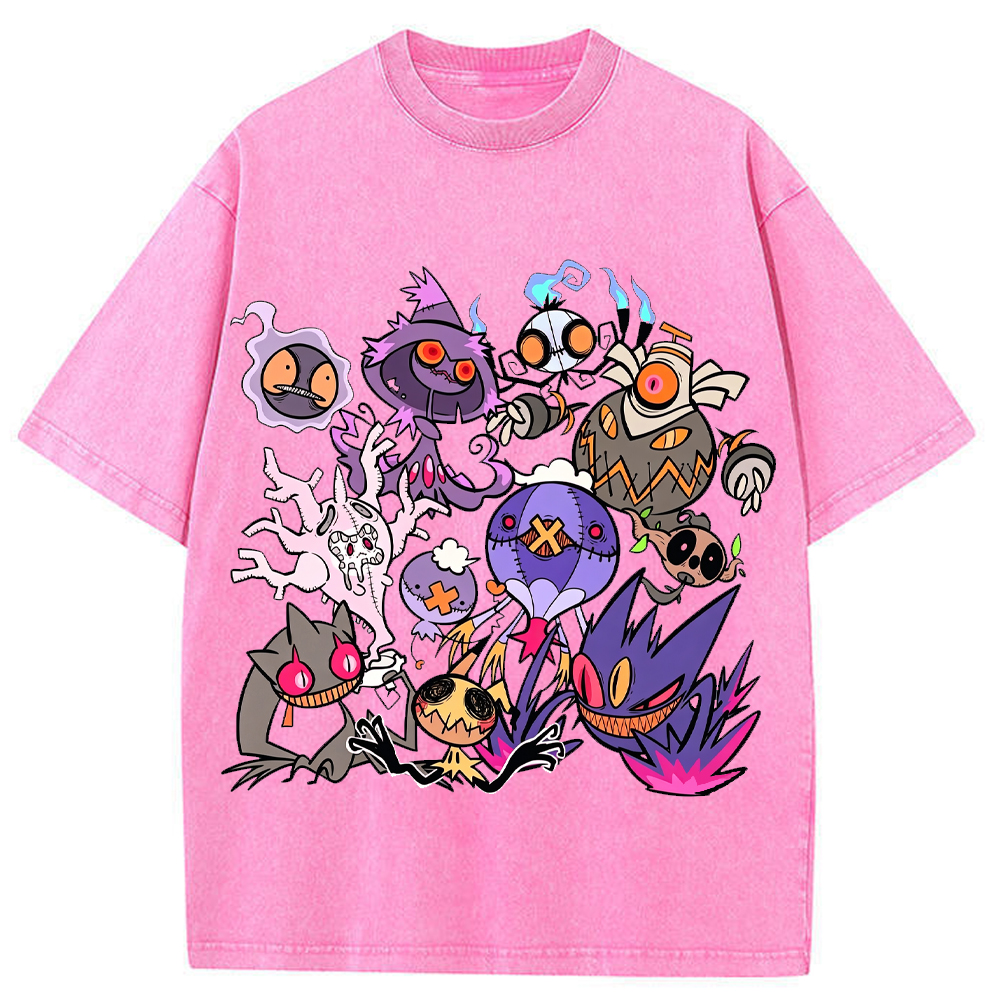 Halloween Dark Graffiti Ghost Type Mix Cartoon Tee | Pokemon Anime