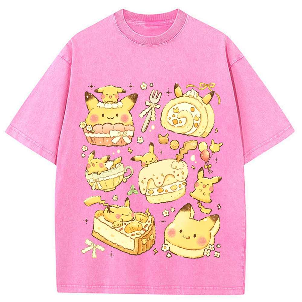 Sweet Dessert Bakery Pikachu Cartoon Tee | Pokemon Anime