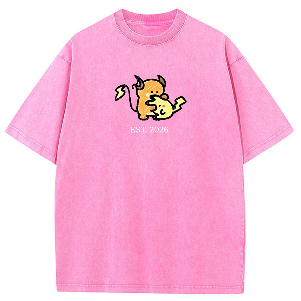 Cute Parent & Kid Raichu Vintage Washed T-Shirt