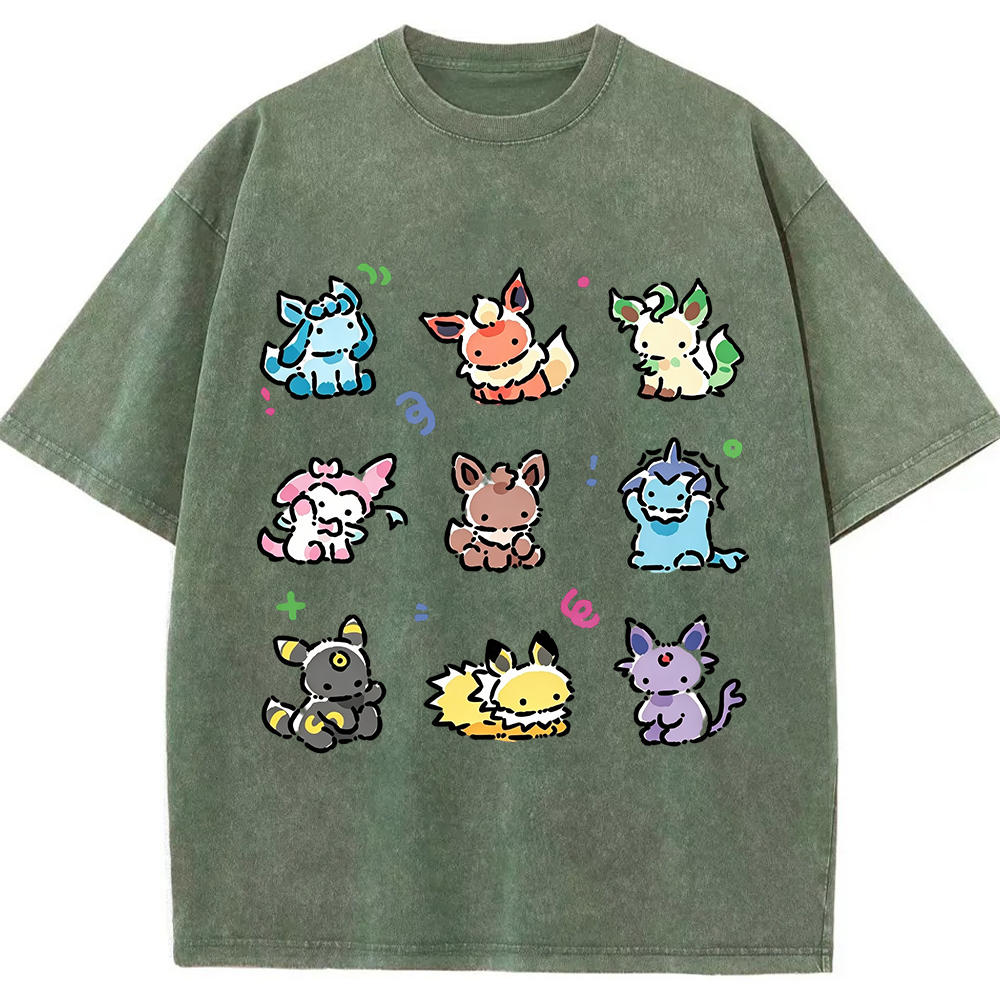 Cute Cartoon Creatures Vintage Washed T-Shirt
