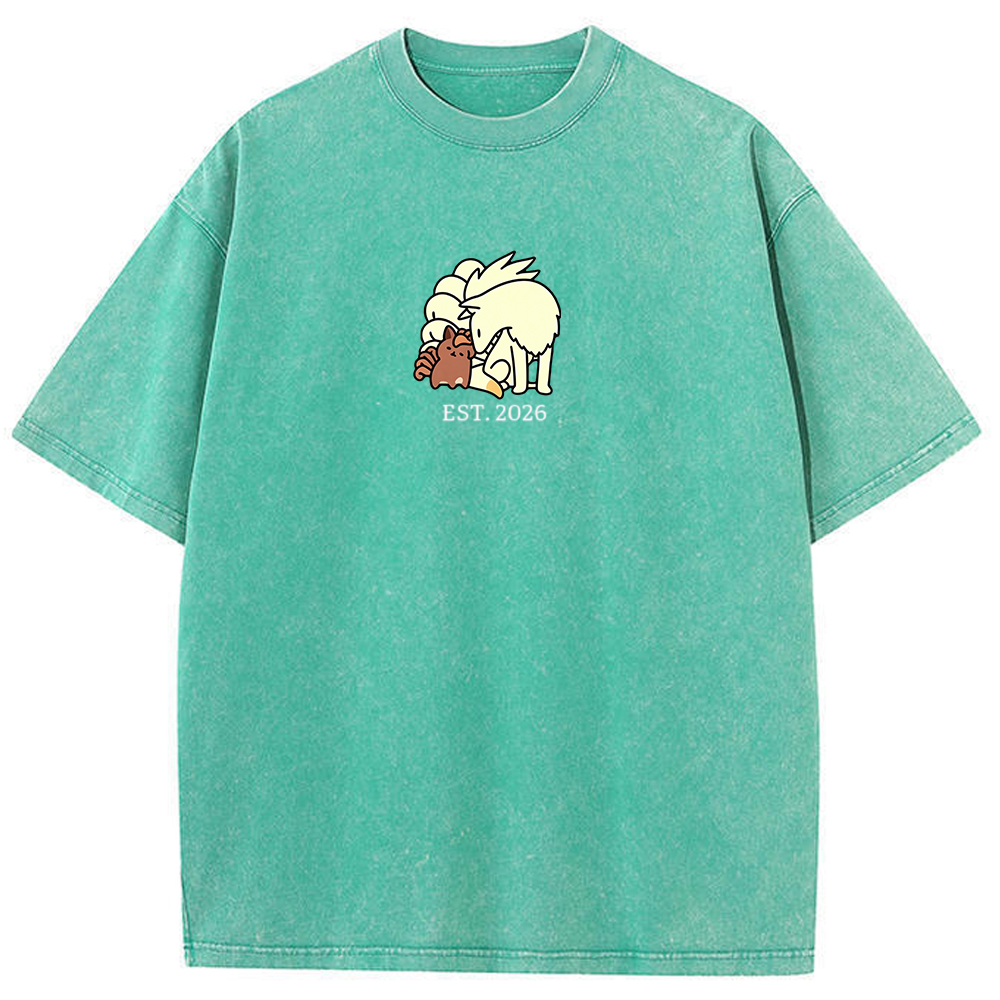 Cute Parent & Kid Arcanine Vintage Washed T-Shirt