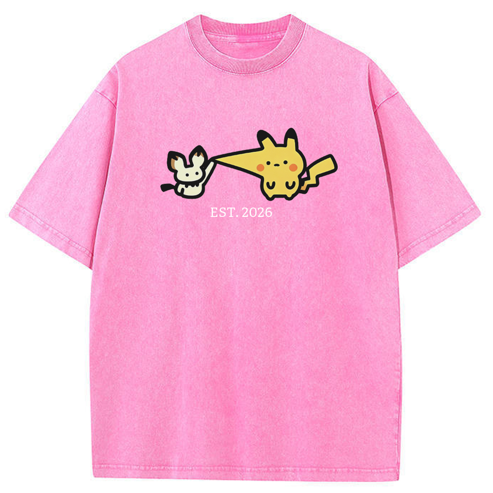 Cute Parent & Kid Pikachu Vintage Washed T-Shirt