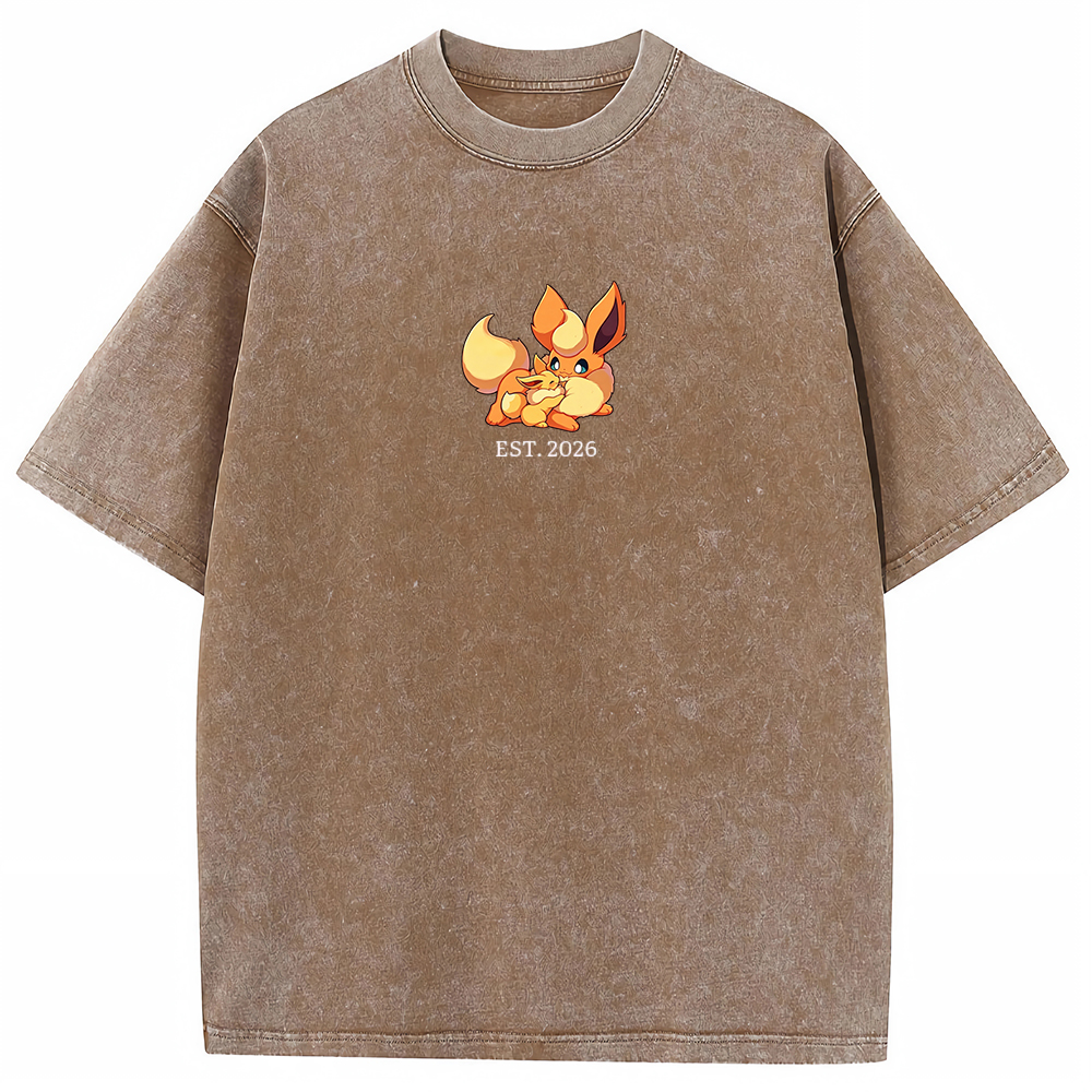 Cute Parent & Kid Eevee Vintage Washed T-Shirt
