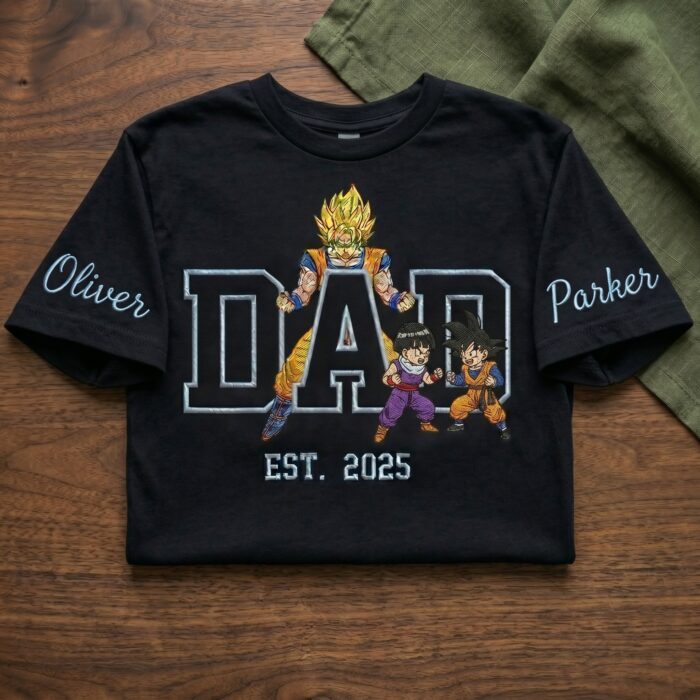 Custom Super Saiyan Dad Shirt, Personalized Anime Father's Day Gift