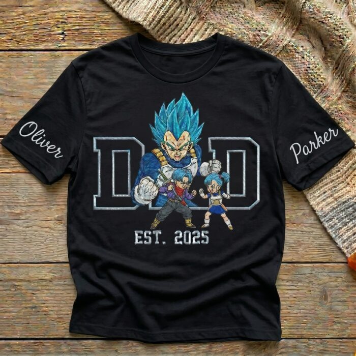 Embroidered Anime Dad Shirt, Personalized Anime Father's Day Gift