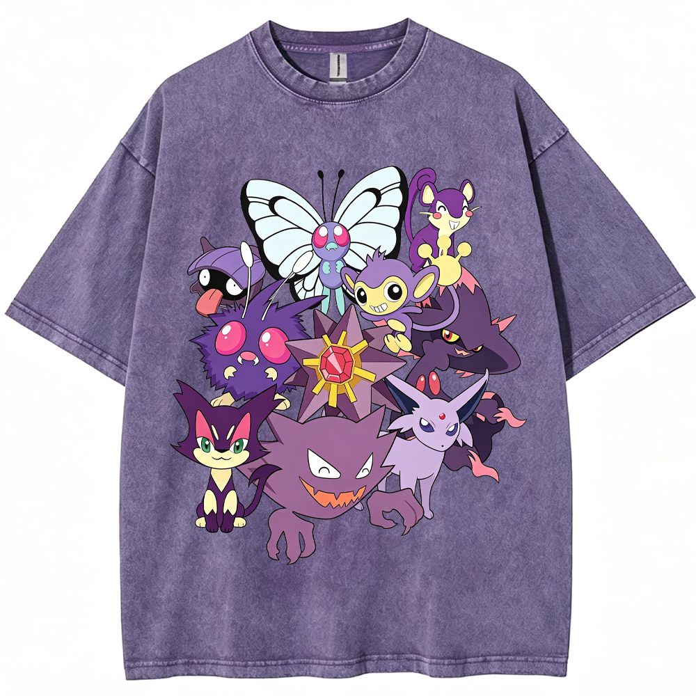 Purple Ghost & Poison Type Cartoon Tee | Pokemon Anime
