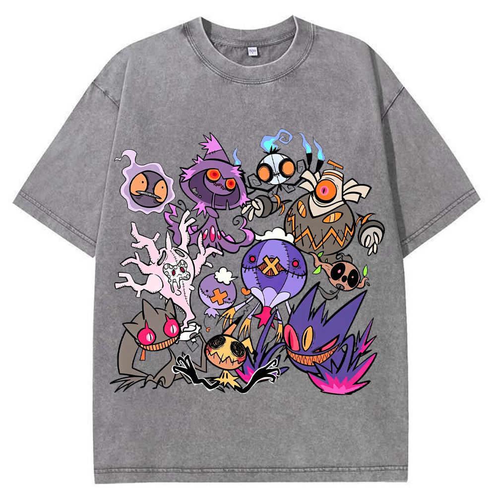 Halloween Dark Graffiti Ghost Type Mix Cartoon Tee | Pokemon Anime