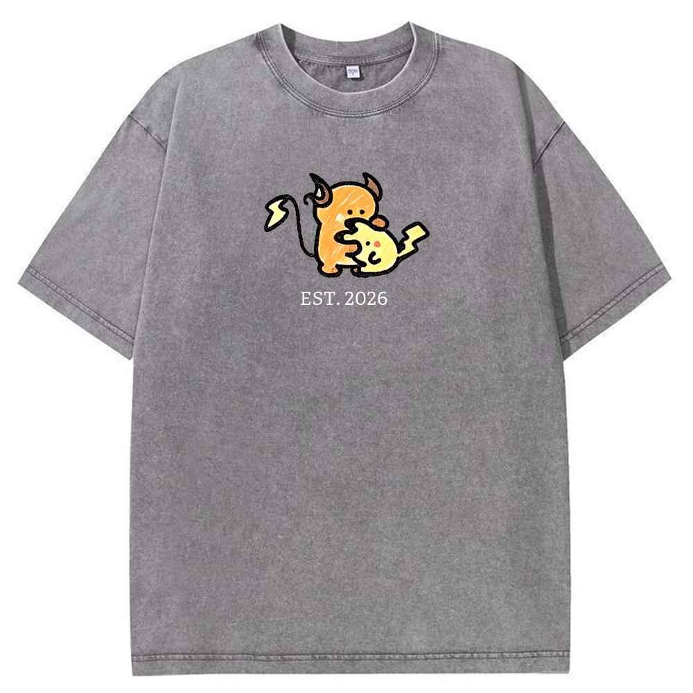 Cute Parent & Kid Raichu Vintage Washed T-Shirt
