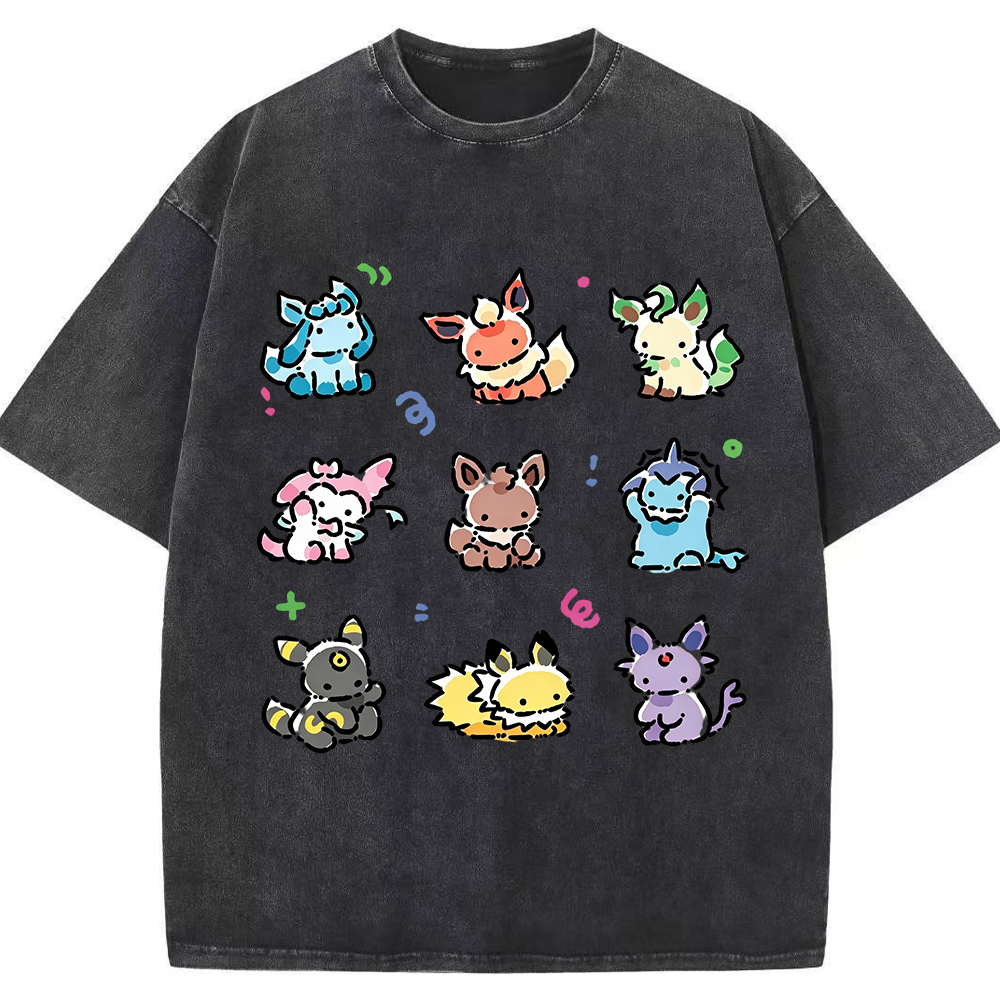 Cute Cartoon Creatures Vintage Washed T-Shirt