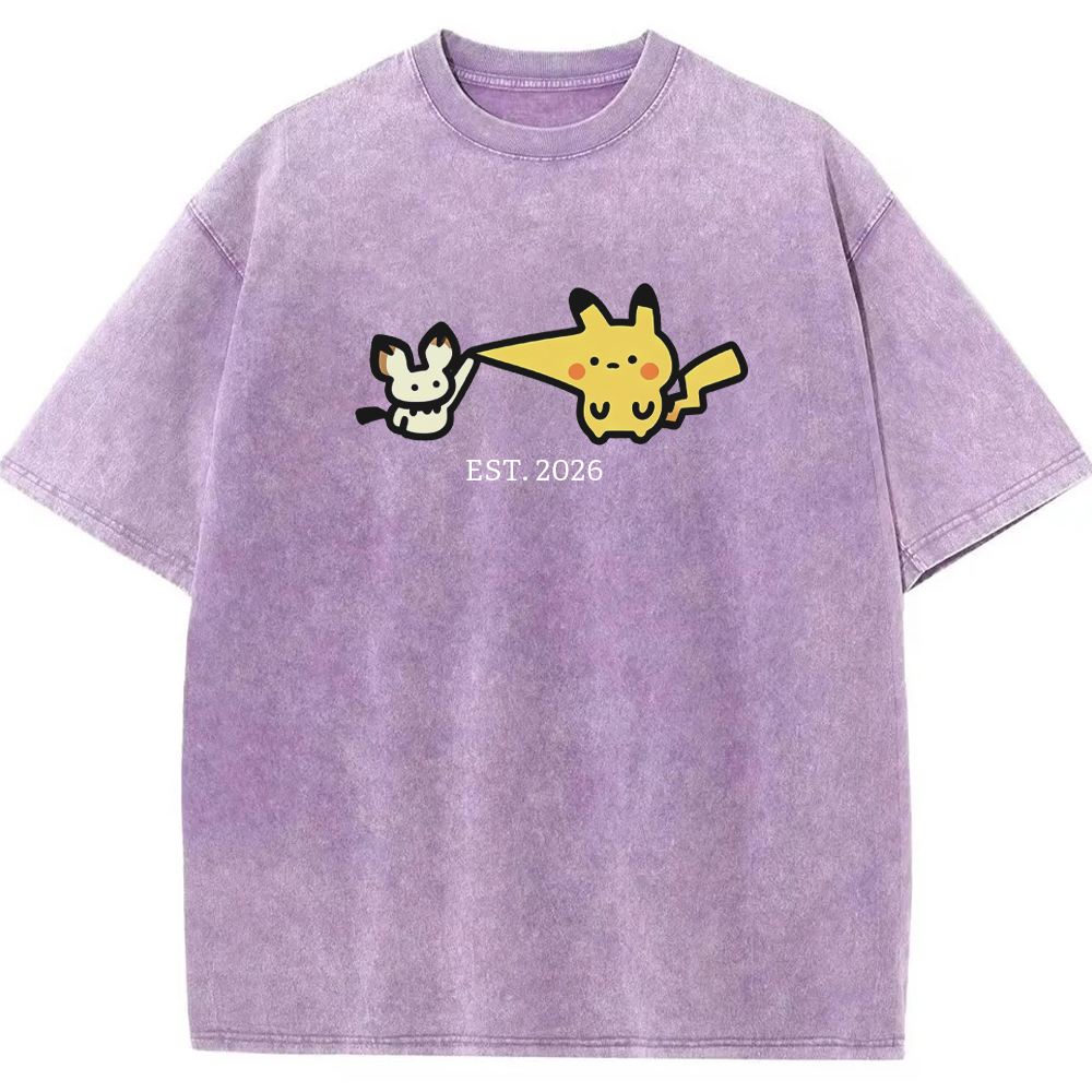 Cute Parent & Kid Pikachu Vintage Washed T-Shirt