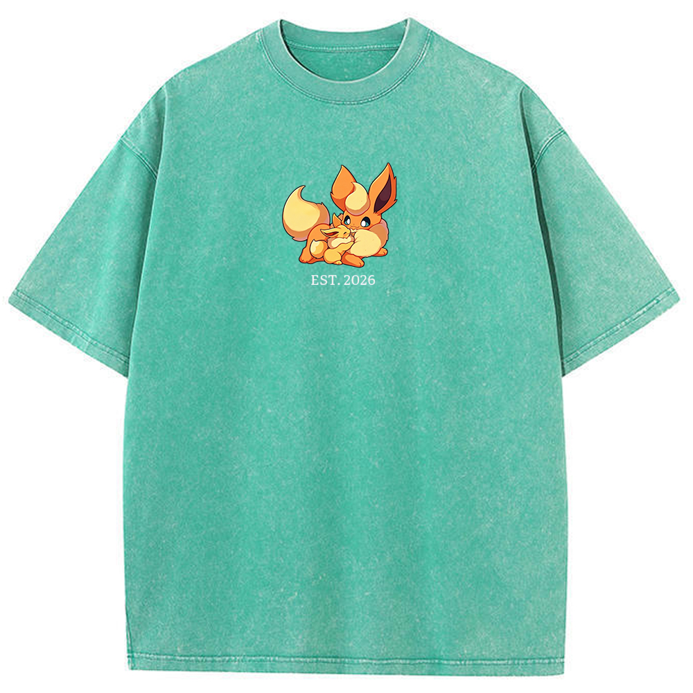 Cute Parent & Kid Eevee Vintage Washed T-Shirt