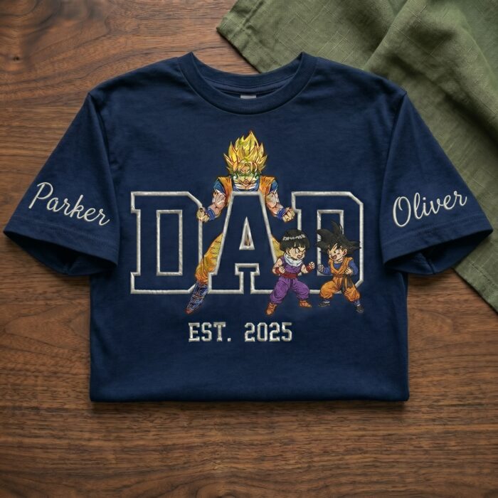 Custom Super Saiyan Dad Shirt, Personalized Anime Father's Day Gift