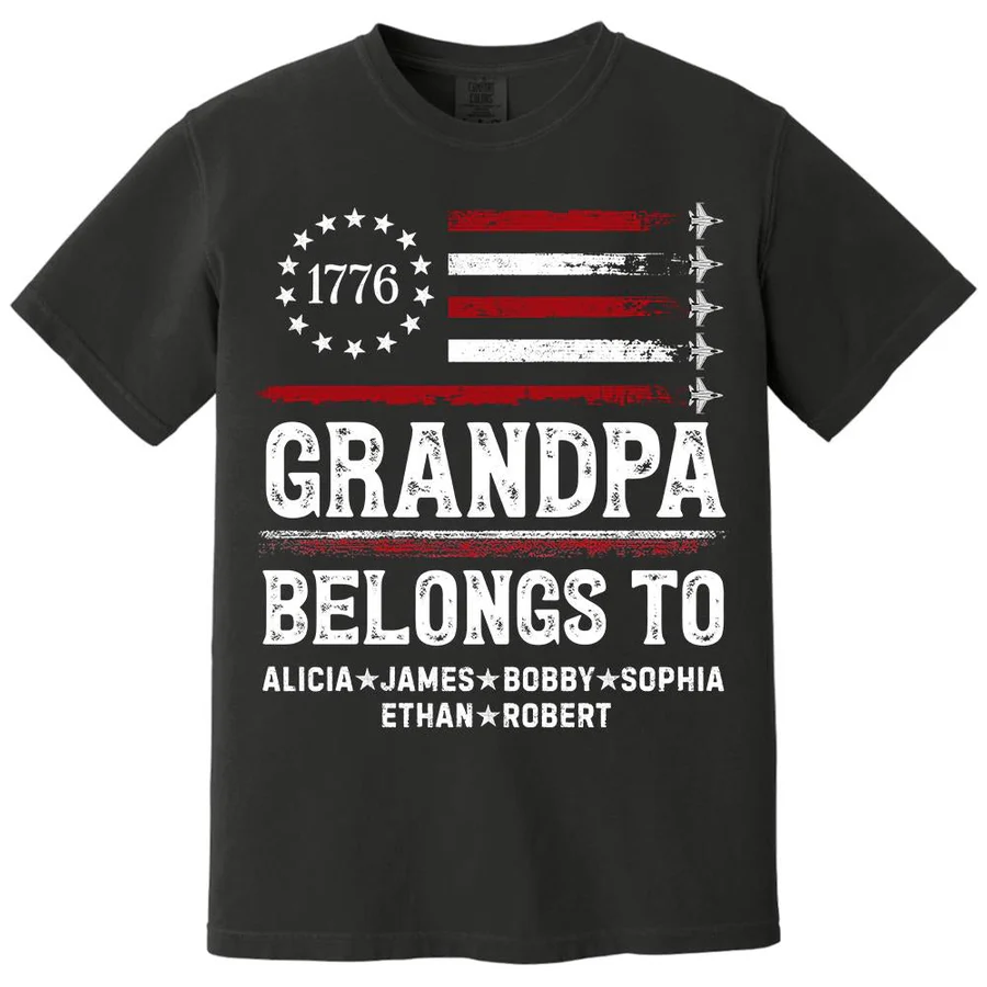 Proud American Grandpa Custom Kids Names Father's Day Gift For Dad, Grandpa