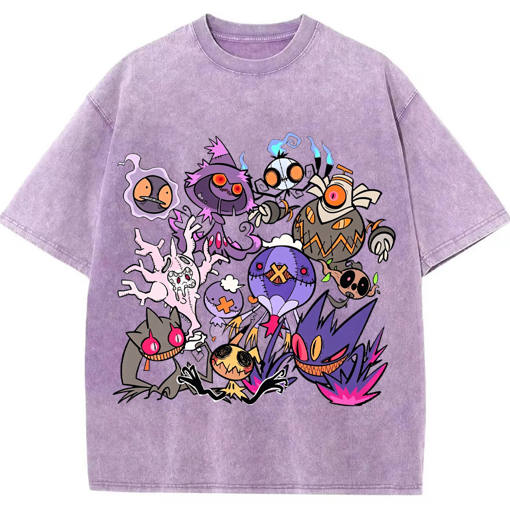 Halloween Dark Graffiti Ghost Type Mix Cartoon Tee | Pokemon Anime