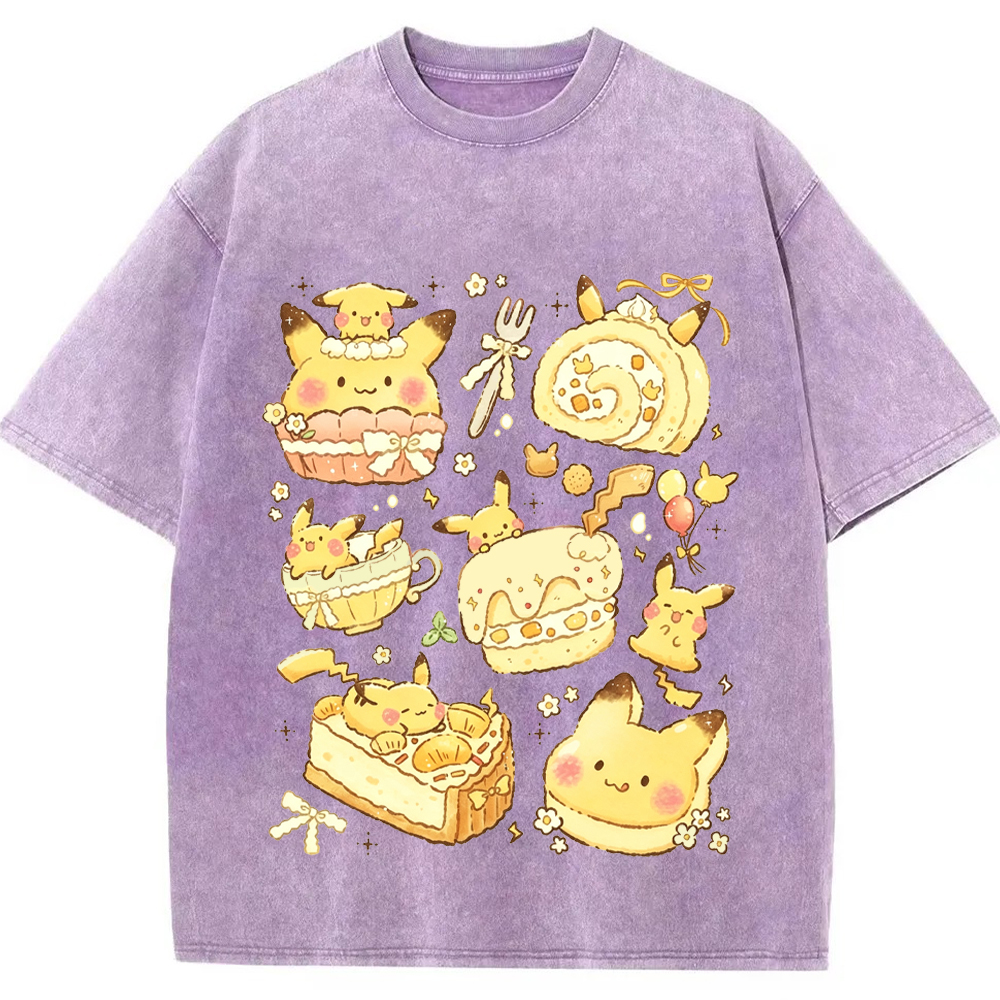 Sweet Dessert Bakery Pikachu Cartoon Tee | Pokemon Anime