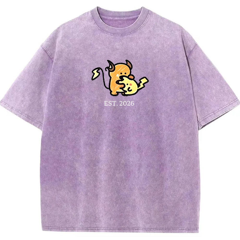 Cute Parent & Kid Raichu Vintage Washed T-Shirt