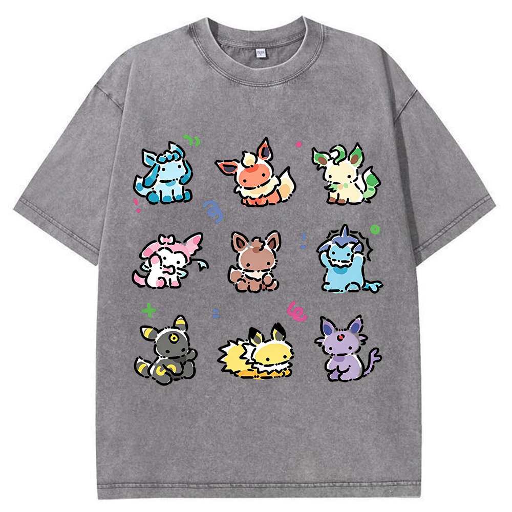 Cute Cartoon Creatures Vintage Washed T-Shirt