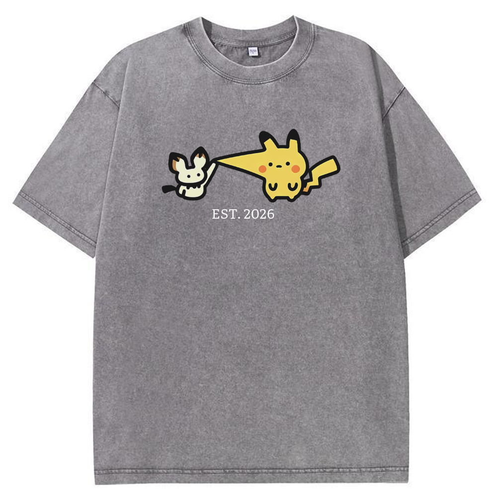 Cute Parent & Kid Pikachu Vintage Washed T-Shirt