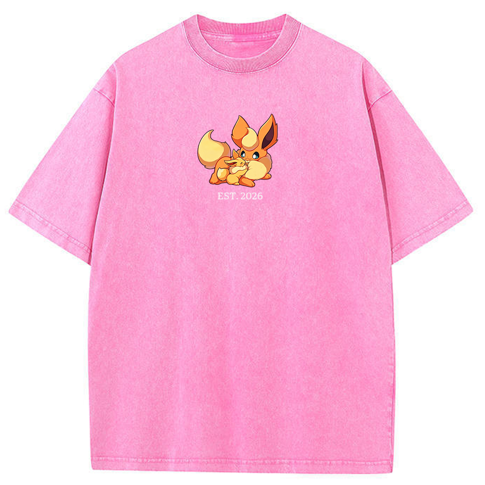 Cute Parent & Kid Eevee Vintage Washed T-Shirt
