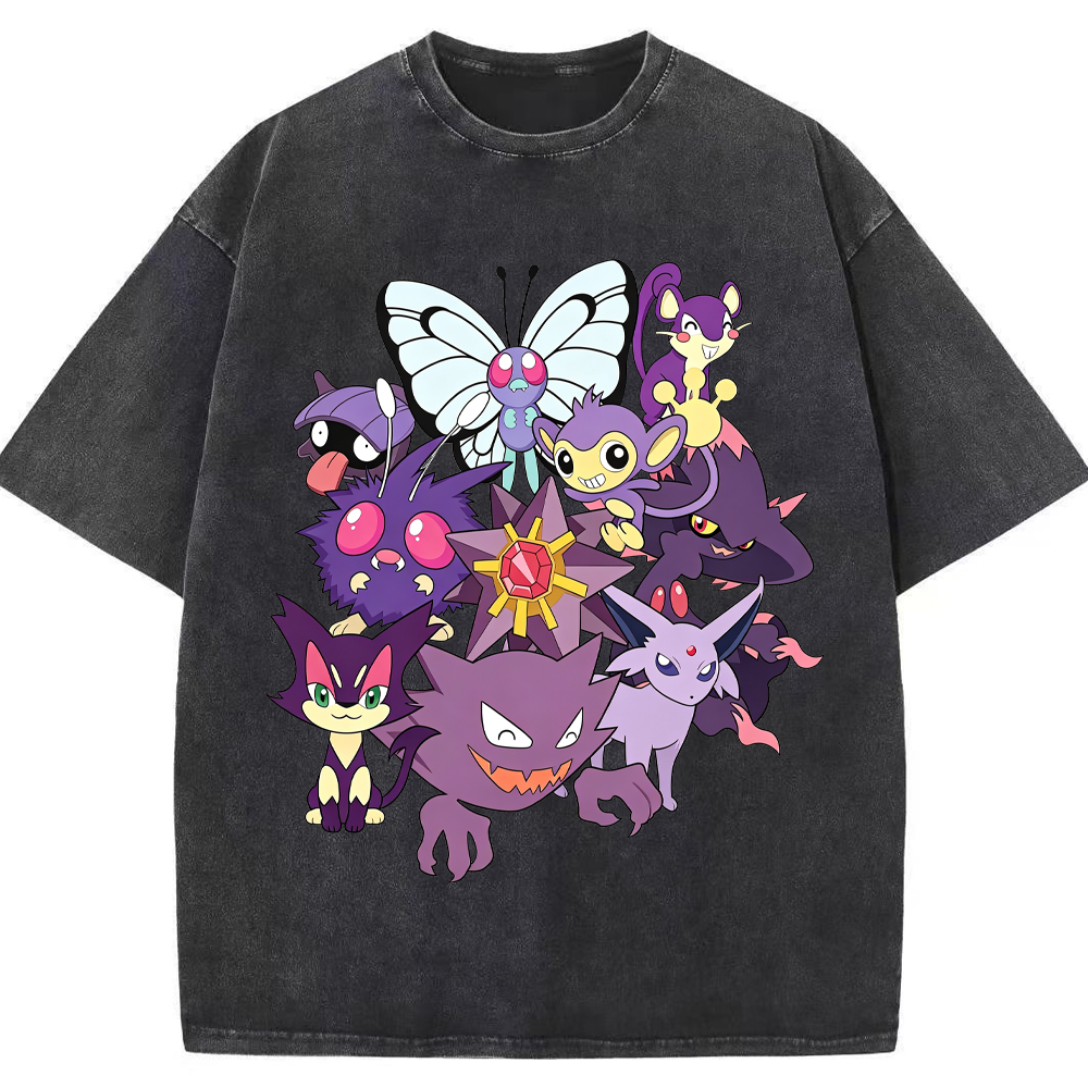 Purple Ghost & Poison Type Cartoon Tee | Pokemon Anime