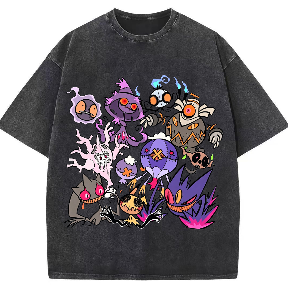 Halloween Dark Graffiti Ghost Type Mix Cartoon Tee | Pokemon Anime